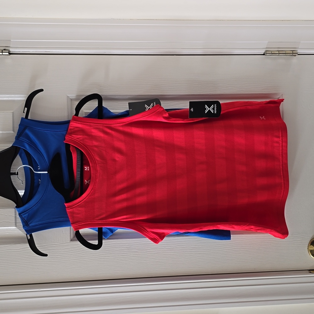 BUNDLE OF 2 XERSION BOYS RED AND BLUE ATHLETIC TANK TOPS SIZE MEDIUM 10/12
